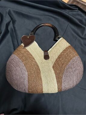 Airoldi Couture Brown Woven Handbag Purse